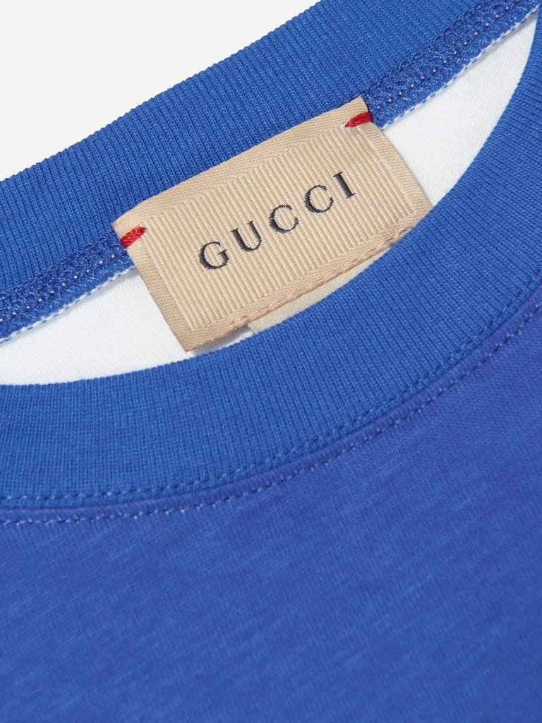 Gucci Gucci Boys Striped Logo T-Shirt in Blue 5