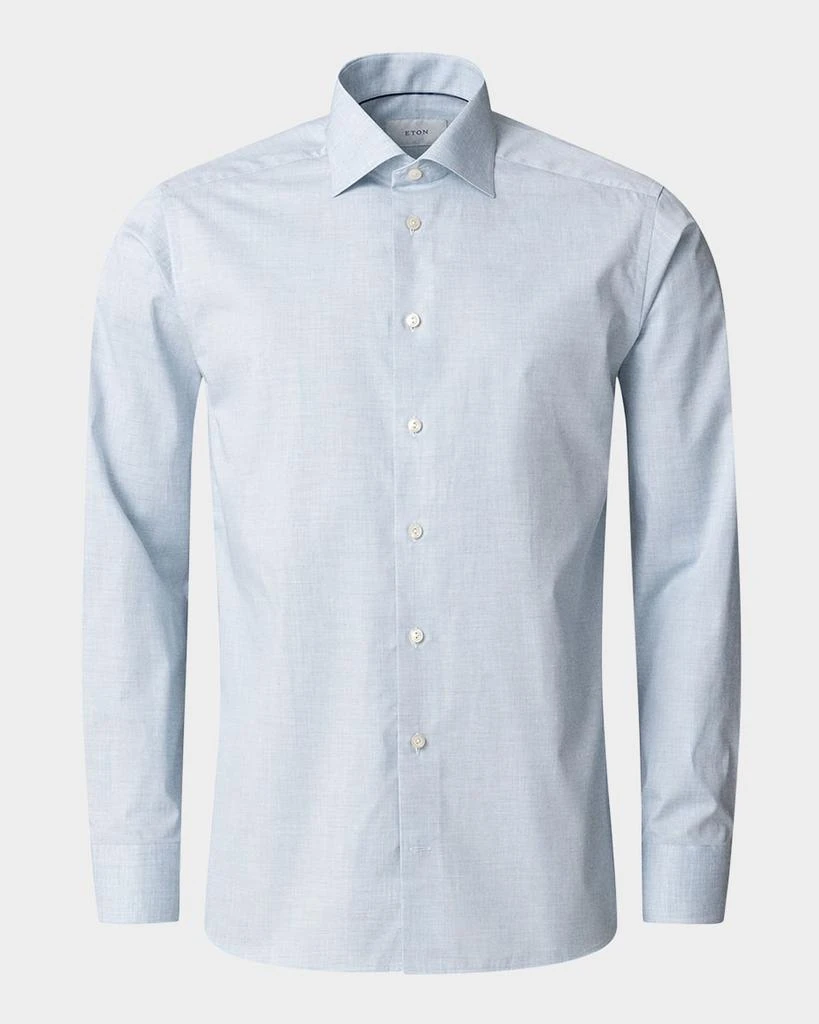 slim fit dress slacks Eton Slim Fit Signature Slim Fit Twill Shirt - Blue main image 0