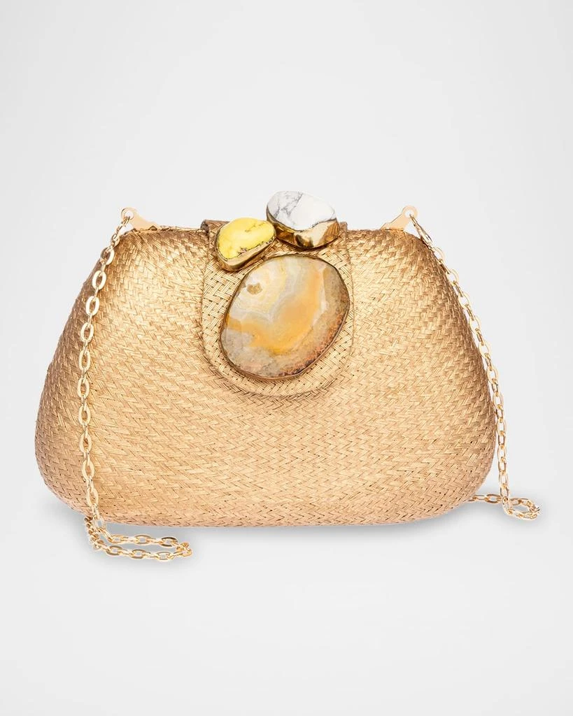 Rafe Tamu Stone Tassel Woven Clutch Bag 4