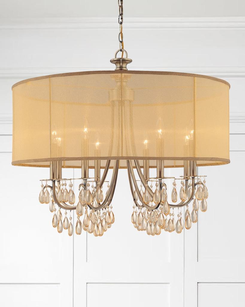 Crystorama Hampton 8-Light Drum Shade Brass Chandelier