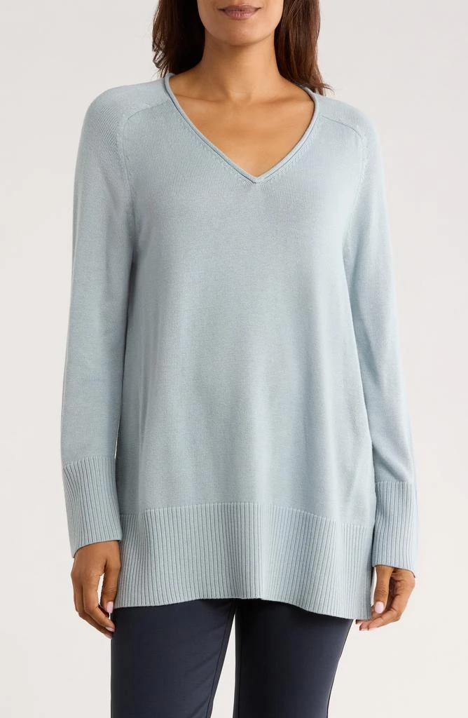 Eileen Fisher V-Neck Cotton Blend Sweater