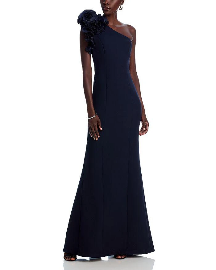 green emerald velvet dress Teri Jon Crepe Off The Shoulder Bow Gown Size 12