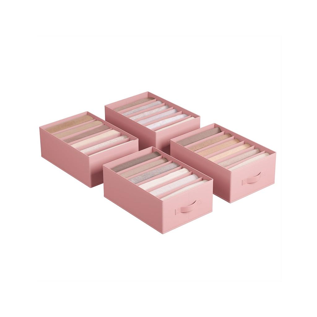 BreeBe 6-Compartment Clothes Drawer Organizers Set of 4 Jelly Pink