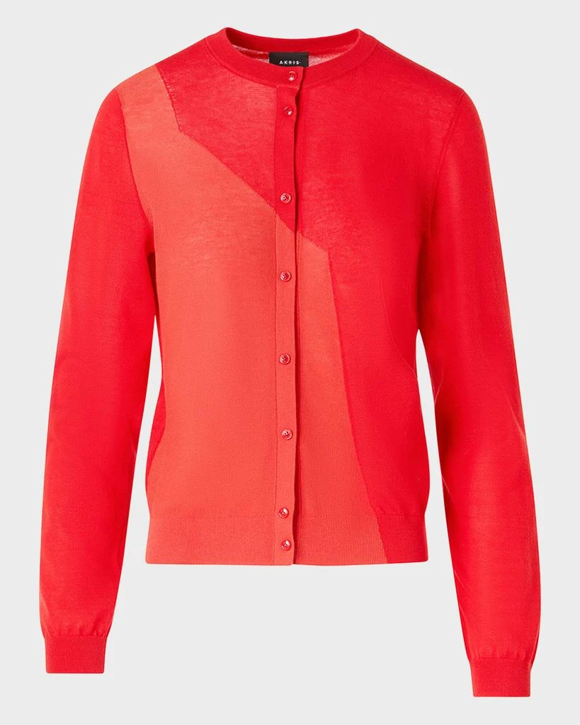 Akris Crewneck Silk-Blend Cardigan