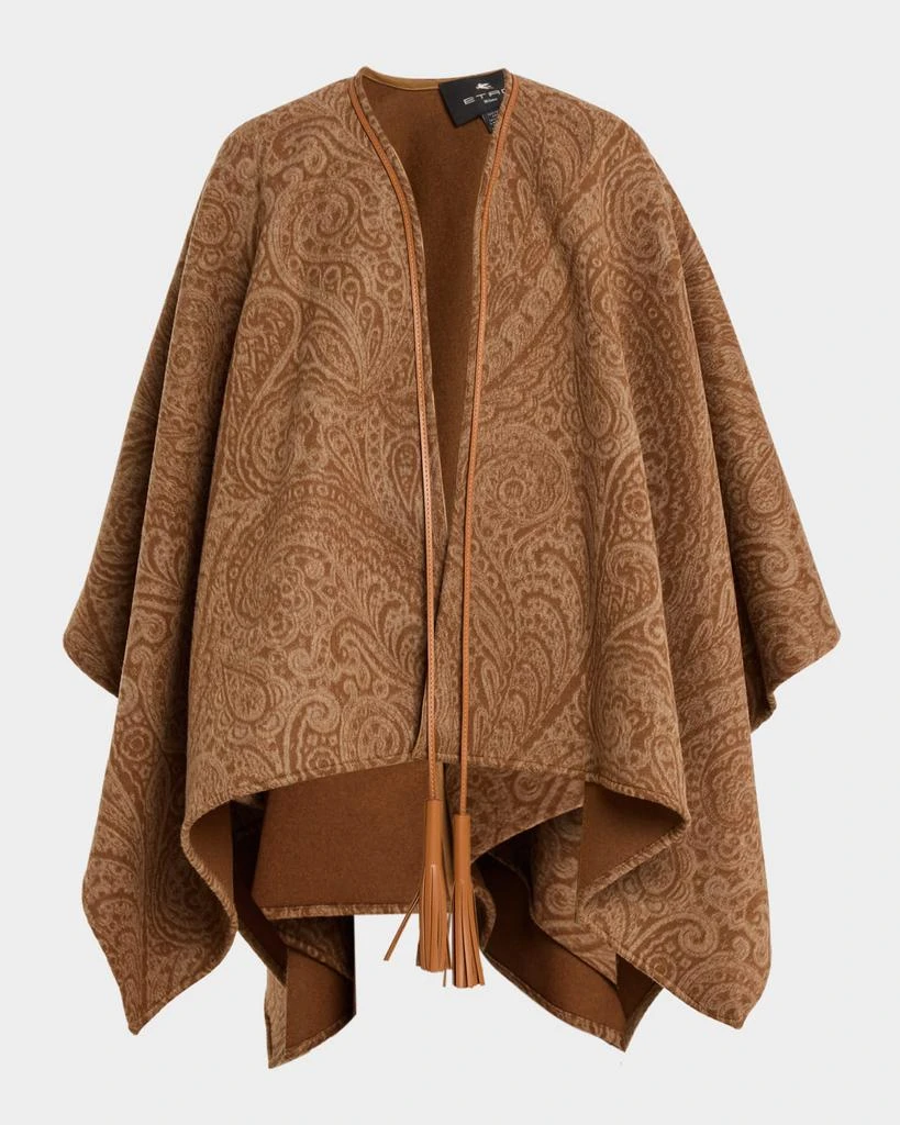 ETRO Paisley Wool-Cashmere Cape With Leather Tassels 1