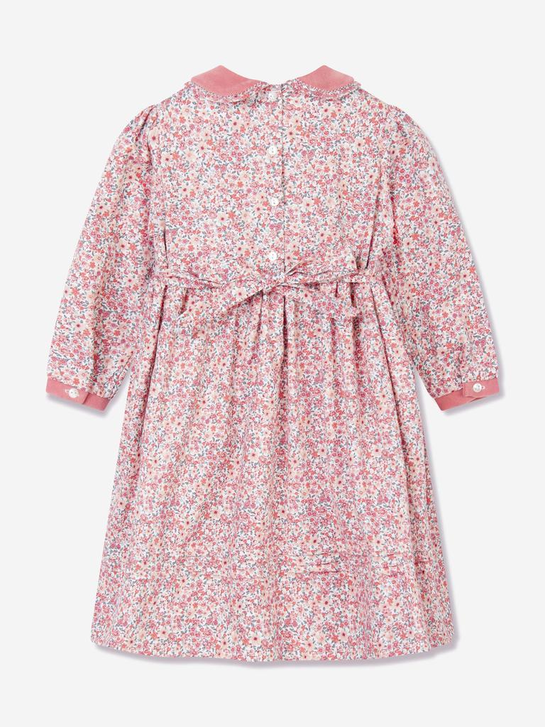 Sarah Louise Girls Floral Smocked Dress in Pink