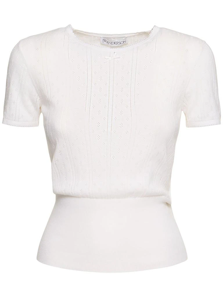 JW Anderson Cotton Pointelle Cap Sleeve T-shirt 1