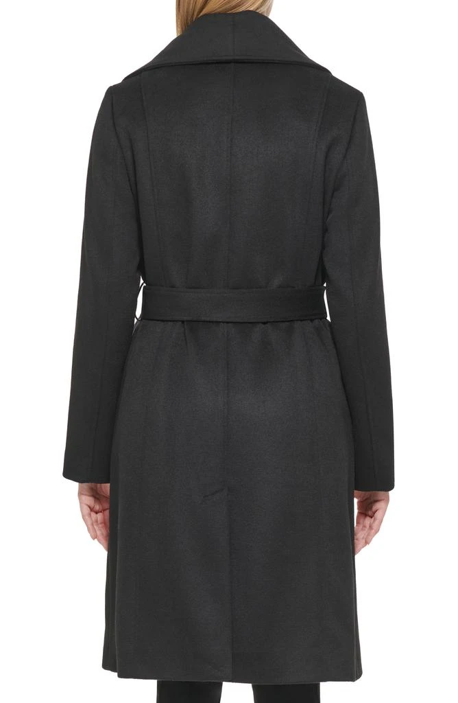 Karl Lagerfeld Paris Asymmetrical Faux Fur Collar Long Coat 2