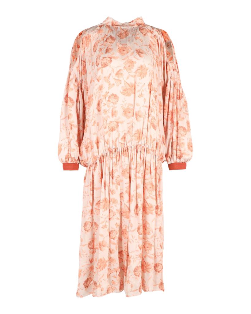 MOTHER OF PEARL Cold Shoulder Midi Dress in Floral Print Silk