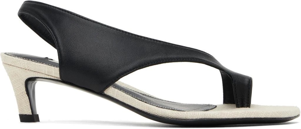 Totême Black & Beige Leather Thong Heeled Sandals 1