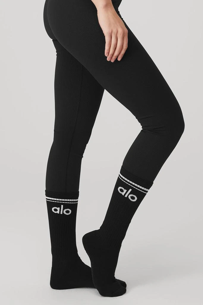 Alo Women's Throwback Barre Sock - Black/White 3