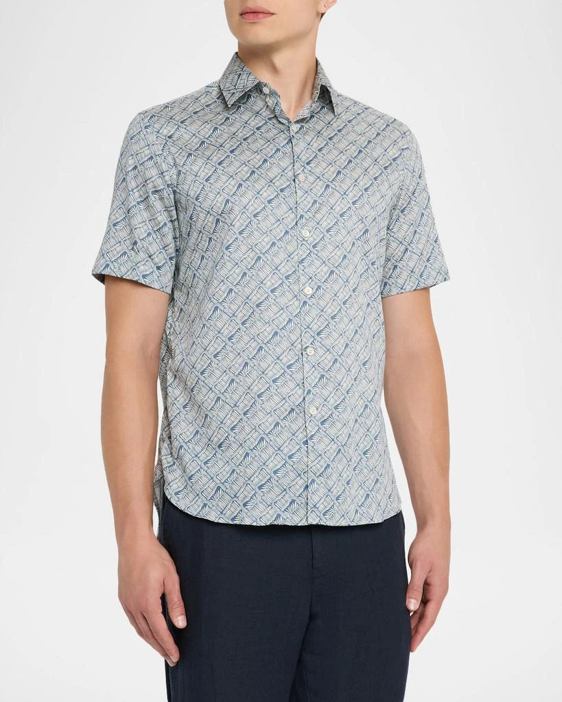 Canali Men
s Printed Cotton Short-Sleeve Shirt 4
