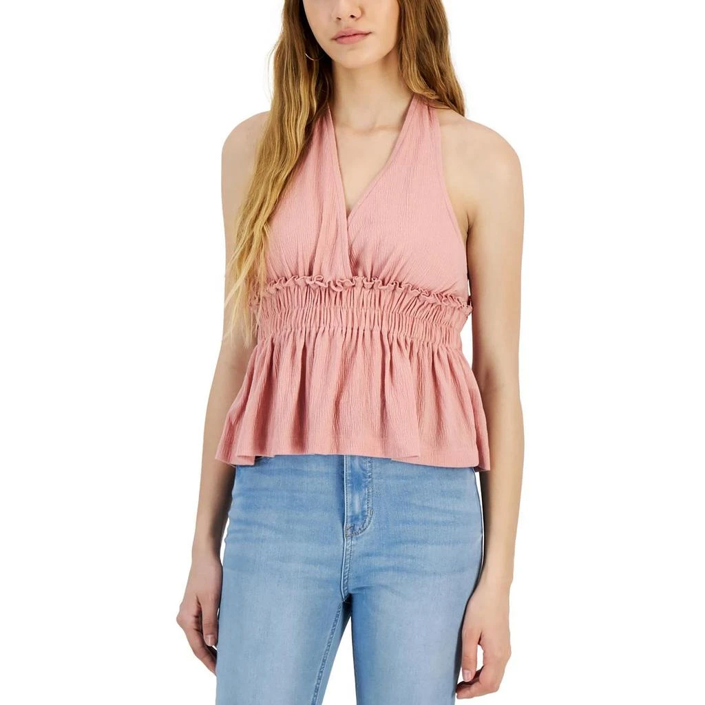 Almost Famous Juniors Womens Knit Smocked Halter Top 1