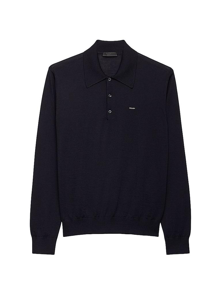 Prada Midnight Blu Wool Polo Shirt - Polo Shirts - BeyondStyle