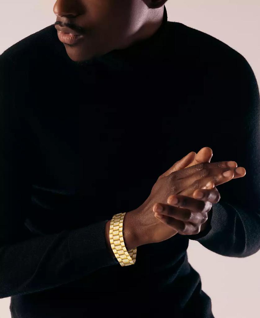 LEGACY for MEN by Simone I. Smith Men
s Crystal Watch Link Bracelet in Gold-Tone Ion-Plated Stainless Steel