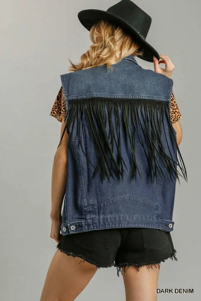 umgee Umgee - Fringe Denim Vest 3