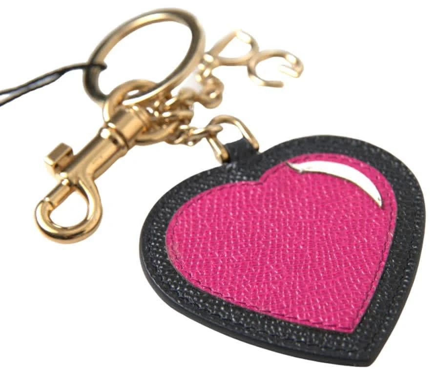 Dolce 
Gabbana pink Heart Leather gold Metal Keyring Women
s Keychain