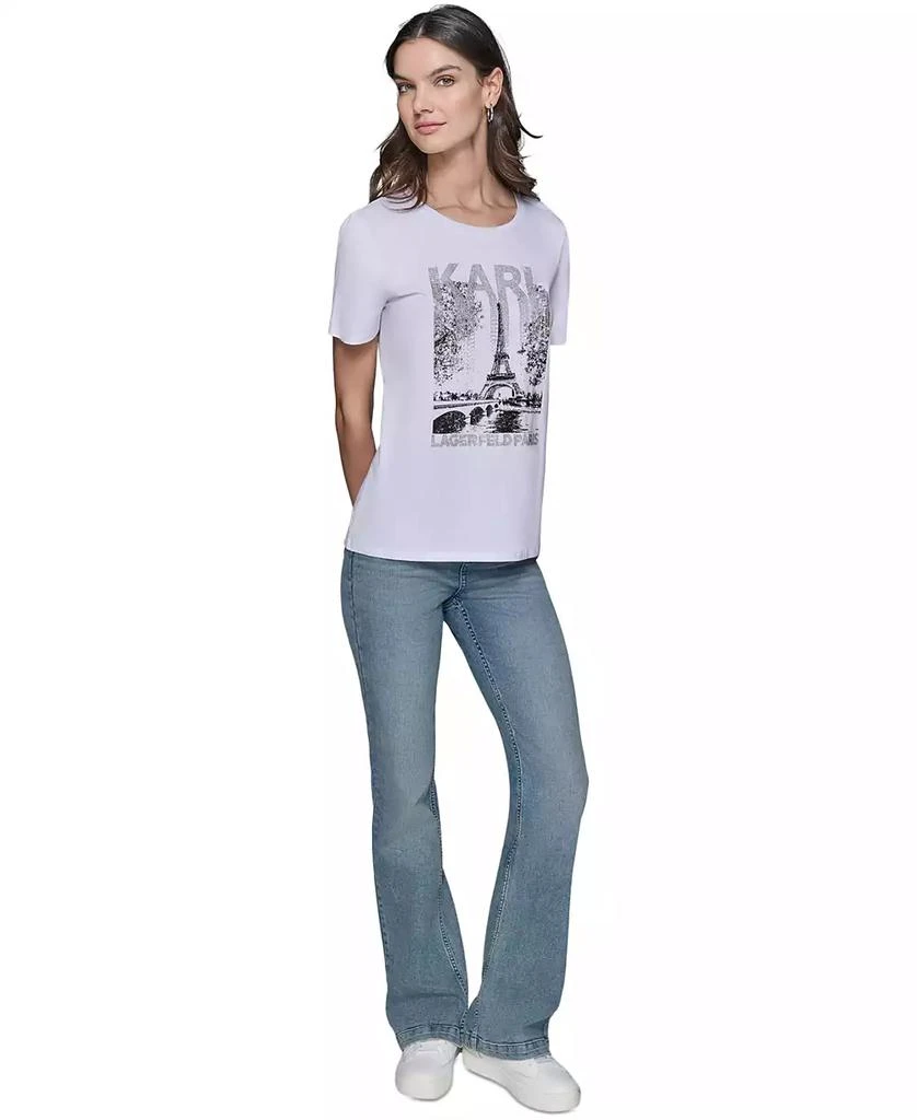 Karl Lagerfeld Paris Women's Embellished Paris Scene Graphic T-Shirt 2