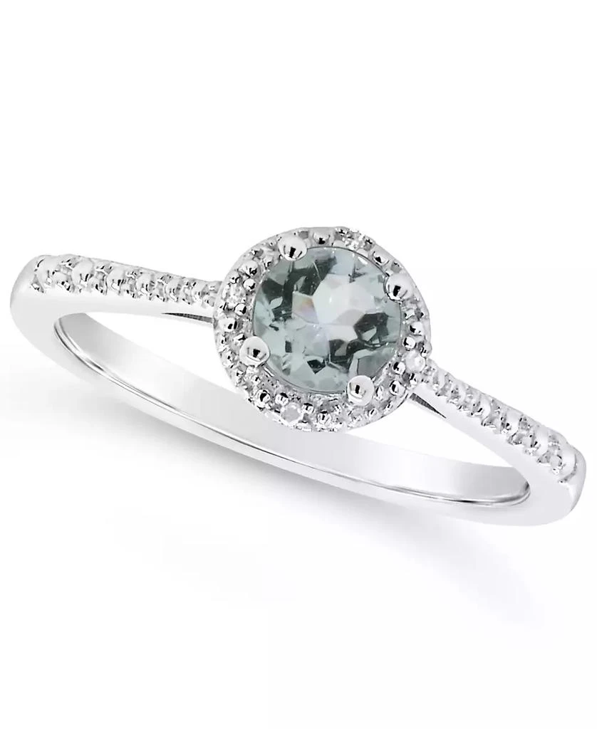 Macy's Emerald (1/2 ct. t.w.) and Diamond Accent Ring in Sterling Silver (Also Available in Aquamarine) 1