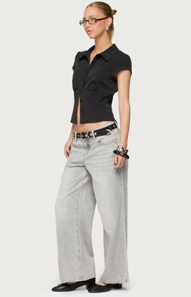 Edikted Petite Magda Low Rise Acid Wash Jeans 4