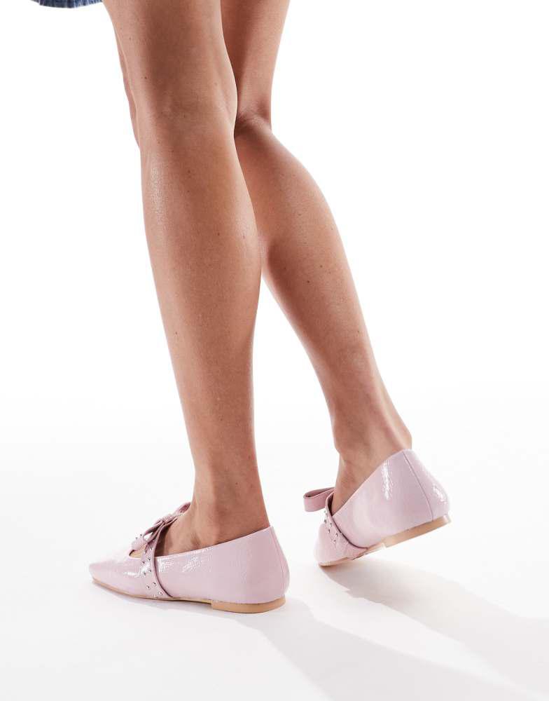 Glamorous Glamorous ballerina flats with bow detail in pink