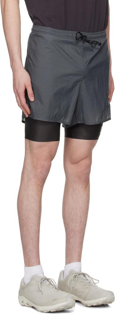 District Vision Gray Ripstop Layered Trail Shorts