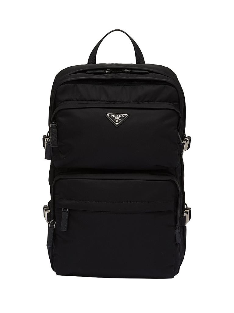 【関税込み】PRADA Backpacks Black Re-nylon And Saffiano Leather Backpack | PRADA