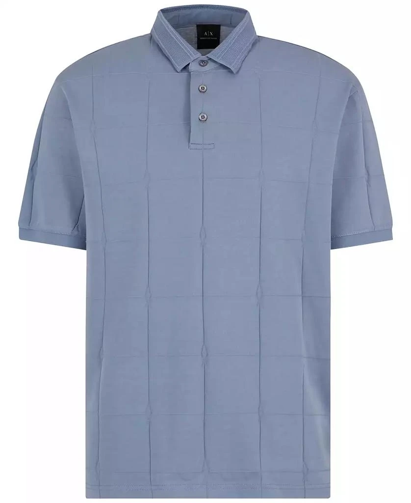 Armani Exchange Men's Short Sleeve Large Grid Pattern Polo Shirt 5