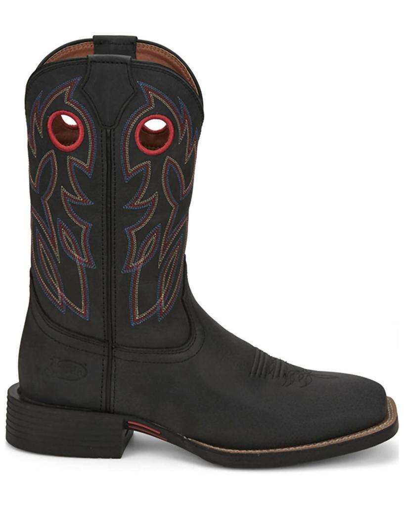 Justin Men's 11" Bowline Western Boots - Broad Square Toe - Medium Width In Black
