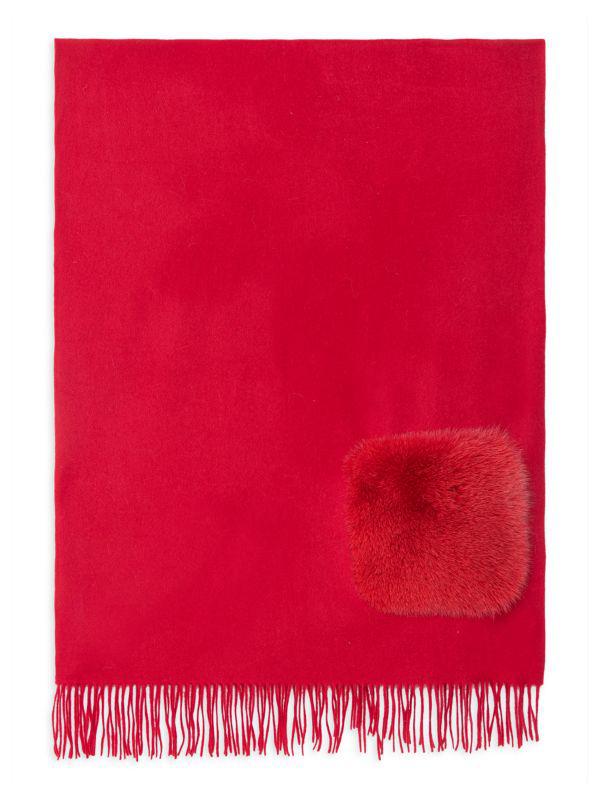 WOLFIE FURS Made For Generations™ Toscana Shearling Trim Cashmere Blend Shawl