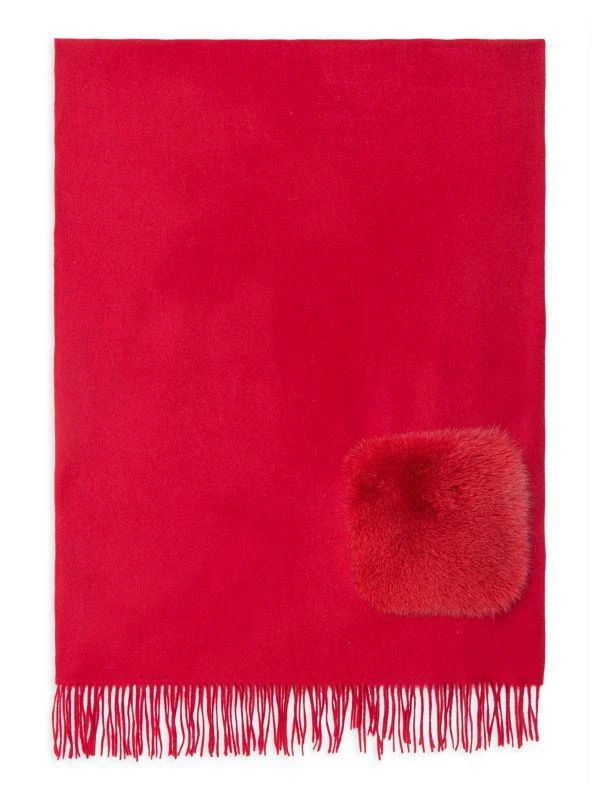WOLFIE FURS Made For Generations™ Toscana Shearling Trim Cashmere Blend Shawl 2