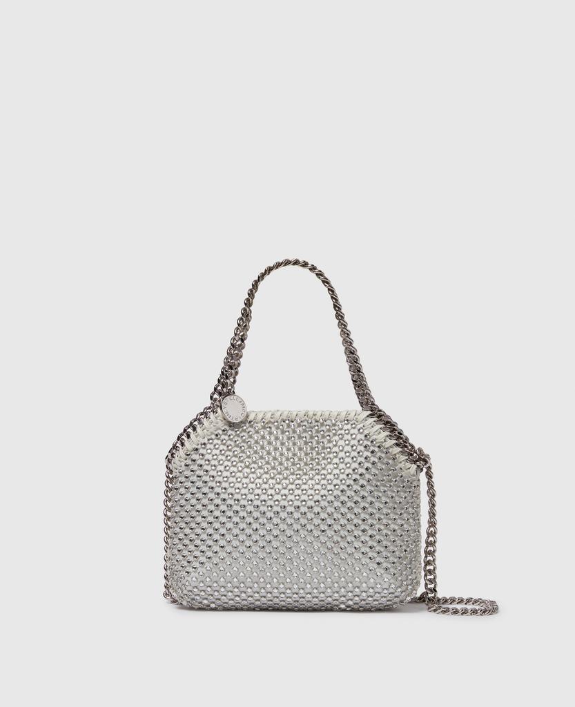 Stella McCartney Stella McCartney - Falabella Lead-Free Crystal Mesh Mini Tote Bag, Woman, Oyster