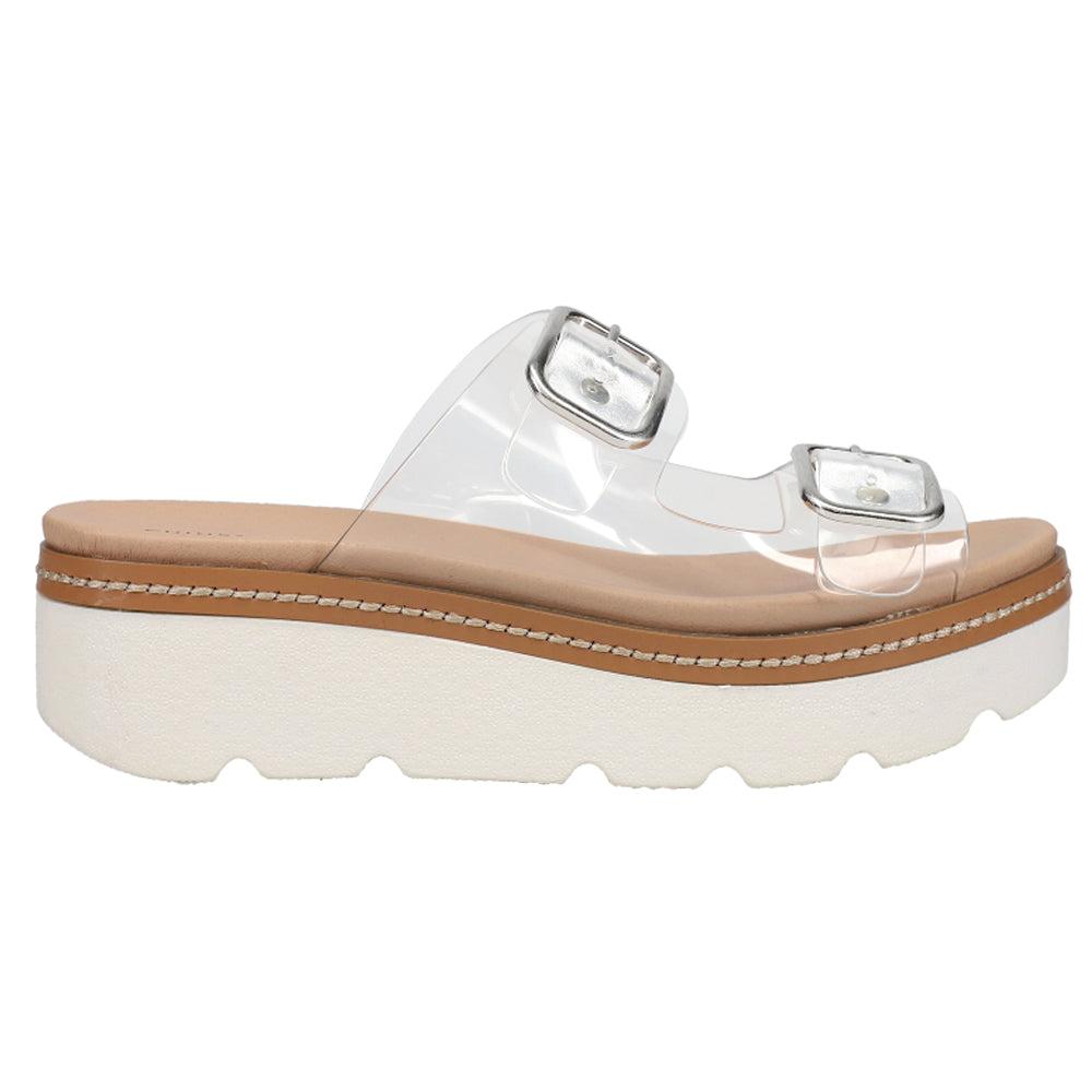 Chinese Laundry Surfs Up Clear Platform Slide Sandals