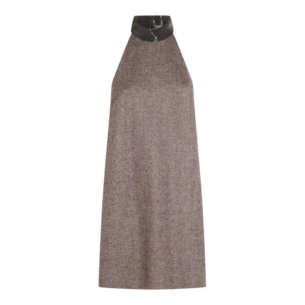 Brunello Cucinelli Herringbone Tweed Dress