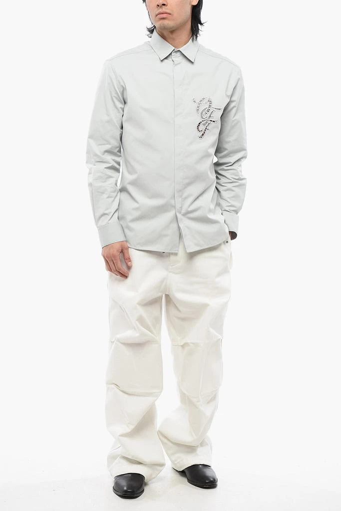 Off-White Off-White Cotton NATLOVER Shirt with Openwork Embroidery 4