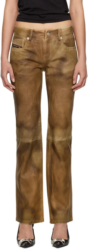 Diesel Tan L-Texa Leather Pants 1
