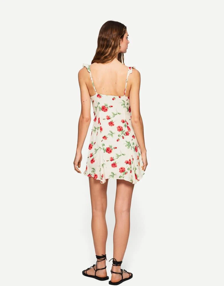 Bershka Bershka printed strappy mini dress in white 2