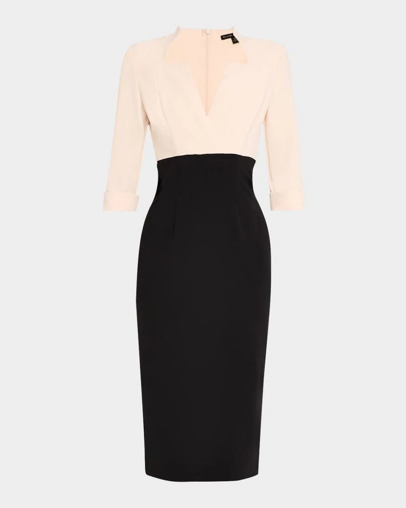 Black Halo Vespera Two-Tone Midi Sheath Dress 1
