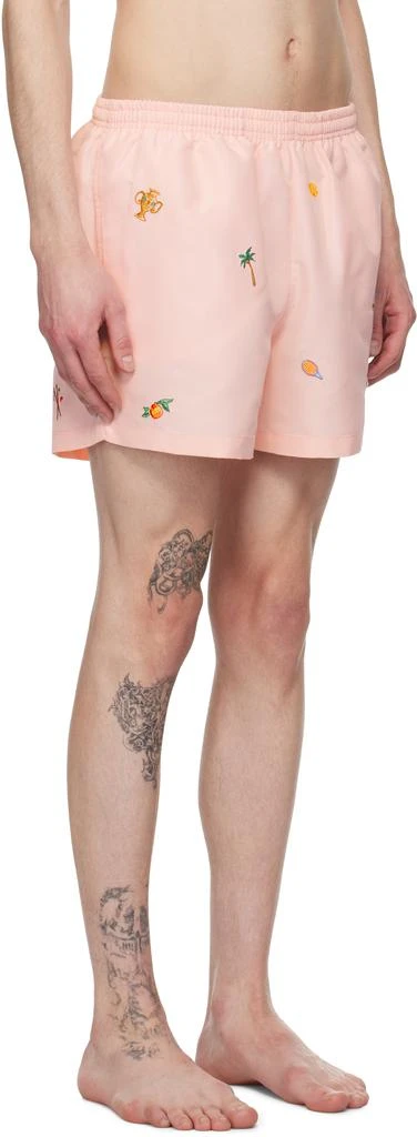 Casablanca Pink Embroidered Motif Swim Shorts 2