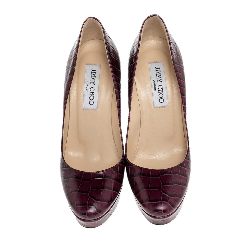 Jimmy Choo Jimmy Choo Purple Croc Embossed Leather Cosmic Pumps Size 37.5 3