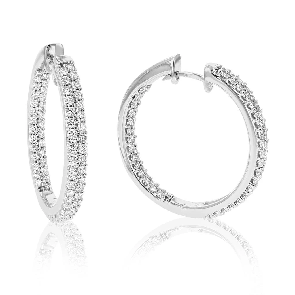 Vir Jewels 2 cttw Round Cut Lab Grown Diamond Hoop Earrings in .925 Sterling Silver Prong Set 1 Inch 1