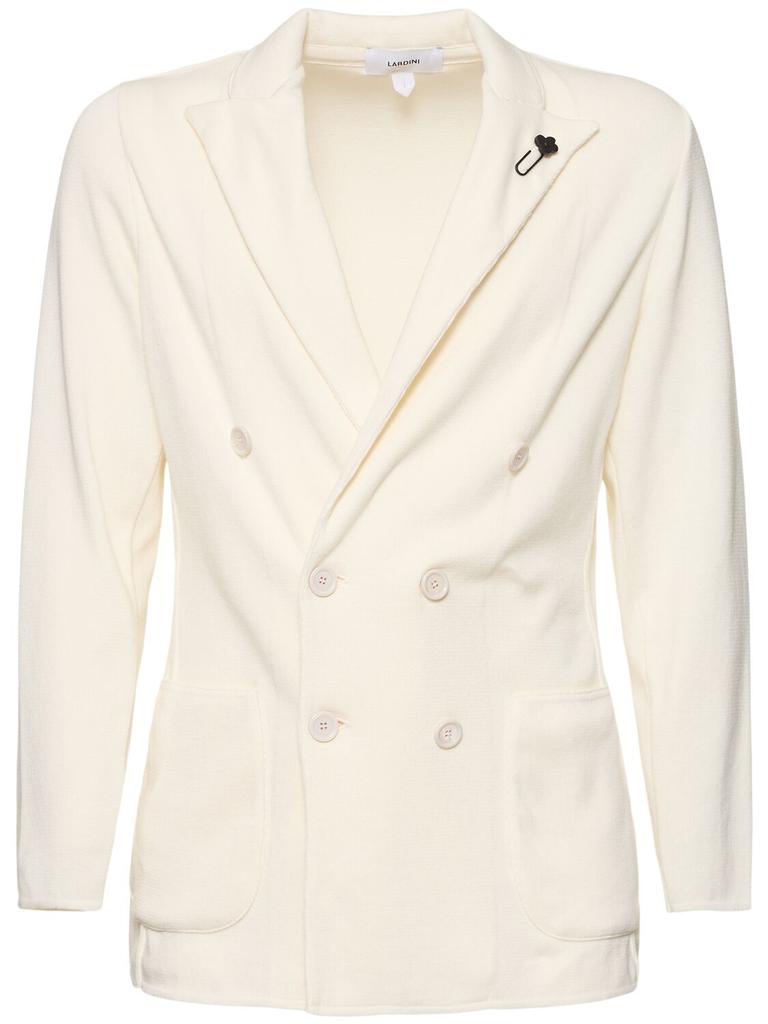 LARDINI Double Breasted Cotton Knit Blazer