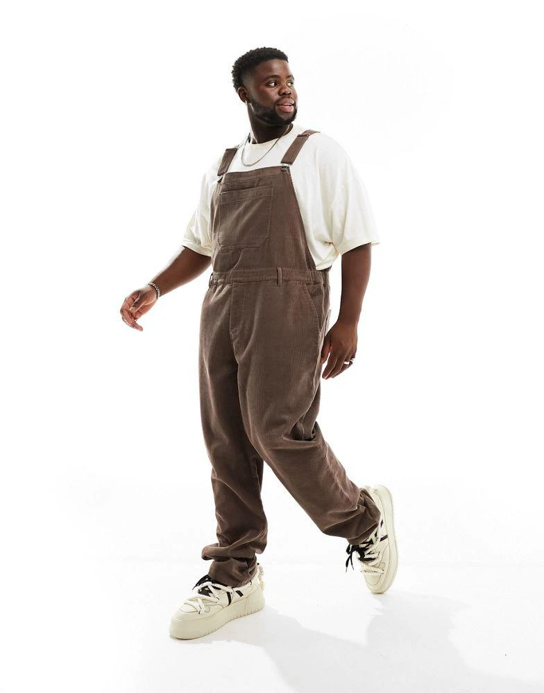 ASOS ASOS DESIGN cord dungaree in chocolate brown 2