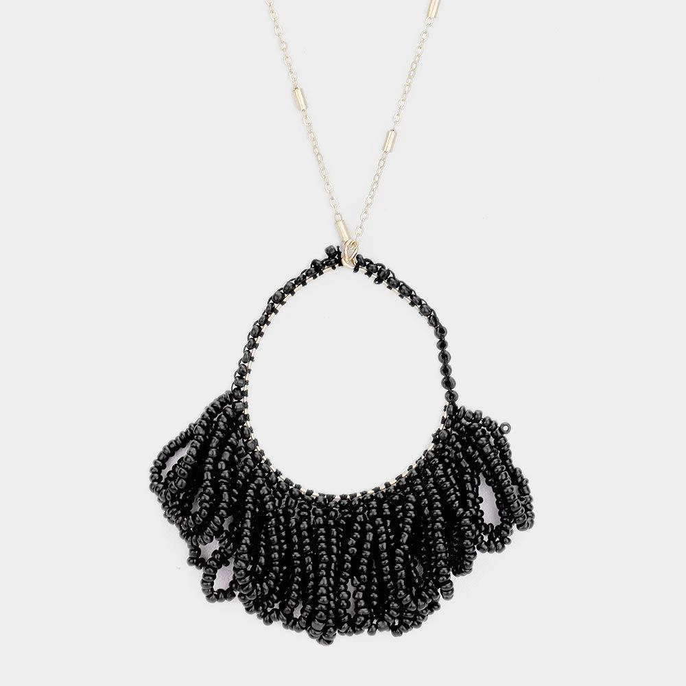 FASHNZFAB Bead Cluster Decor Long Necklace