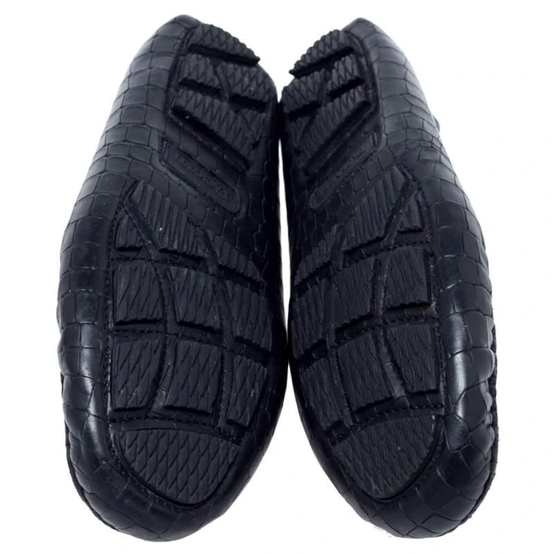 Cesare Paciotti Black Croc Embossed Leather Slip On Loafers  display picture 1