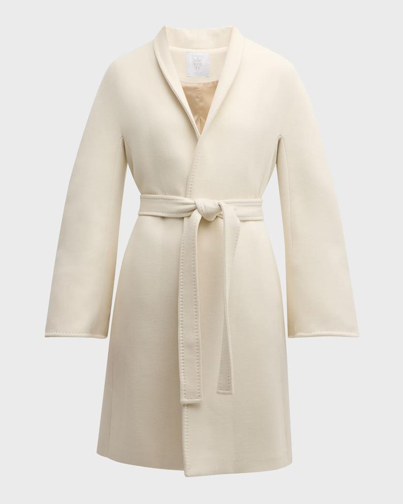 Eleventy Belted Pick Stitch Wool Coat