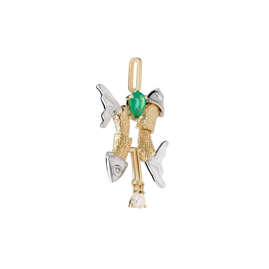 Mozafarian Diamond and emerald pisces pendant 3