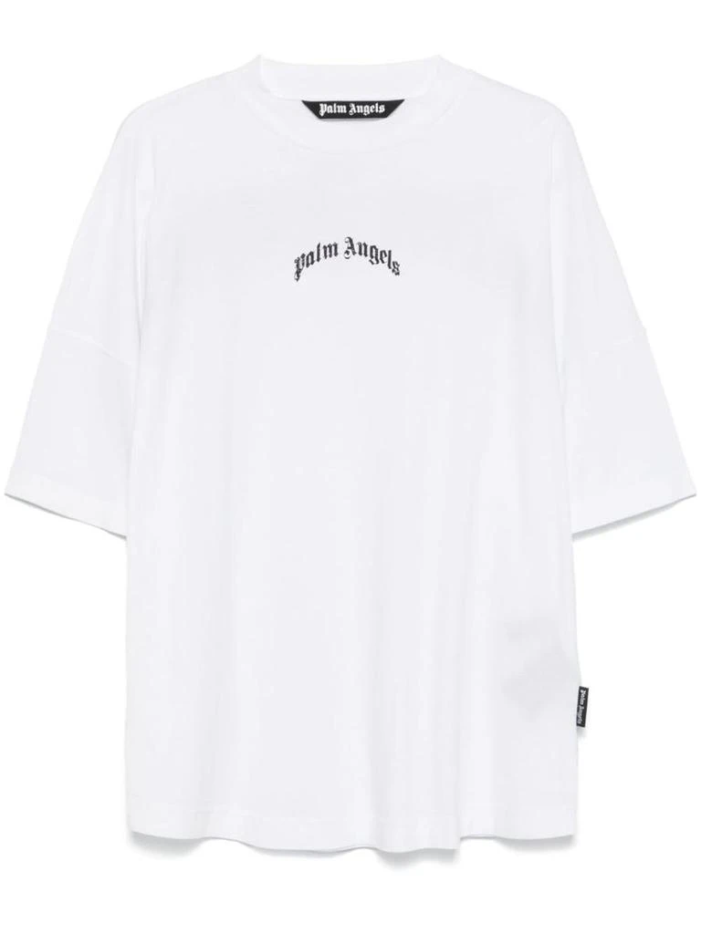 Palm Angels Palm Angels White Cotton T-Shirt With Black Logo 1