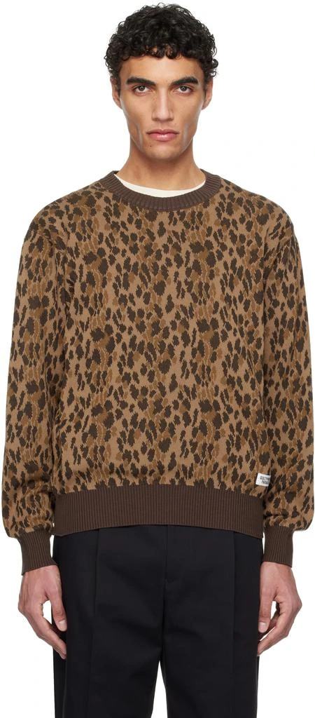 Wacko Maria Brown Leopard Jacquard Knit Sweater 1
