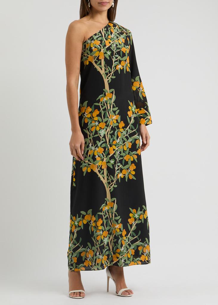 BERNADETTE Lola floral-print one-shoulder silk maxi dress